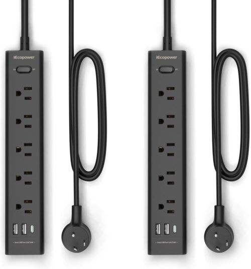 2 Black Multi Outlet Power Strip