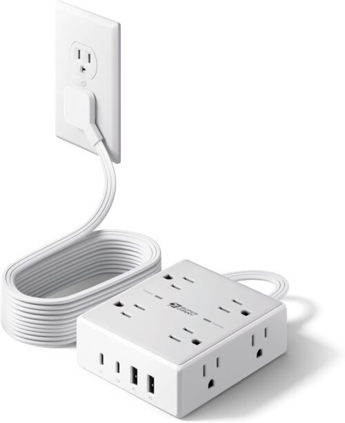White Extension Power Hub with USB Ports