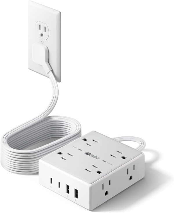 White Extension Power Hub with USB Ports